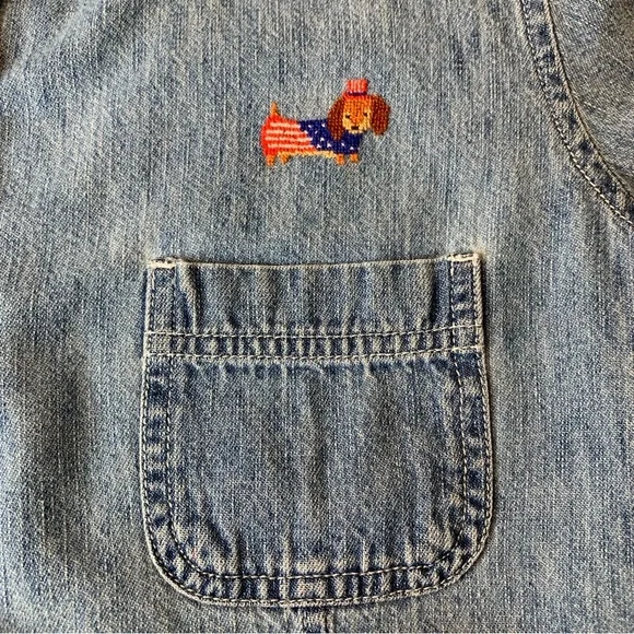 Vintage Faded Glory Patriotic Womens M Petite Denim Button Up Short Sleeve Shirt - Picture 6 of 8